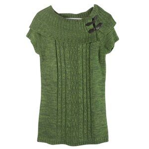 Isela Cable Knit Sweater Tunic Top Womens S Moss Green Earthy Boho Cottagecore